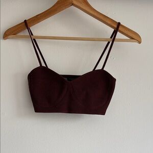 Zara Maroon Strappy Crop Top